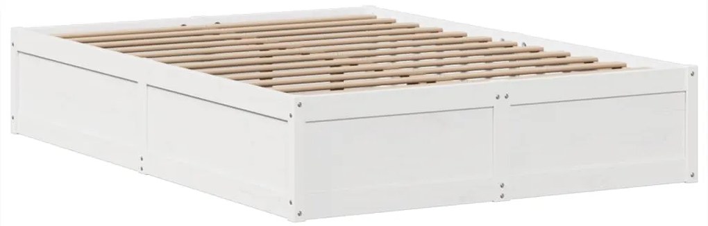 Cama sem colchão 140x190 cm madeira de pinho maciça branco