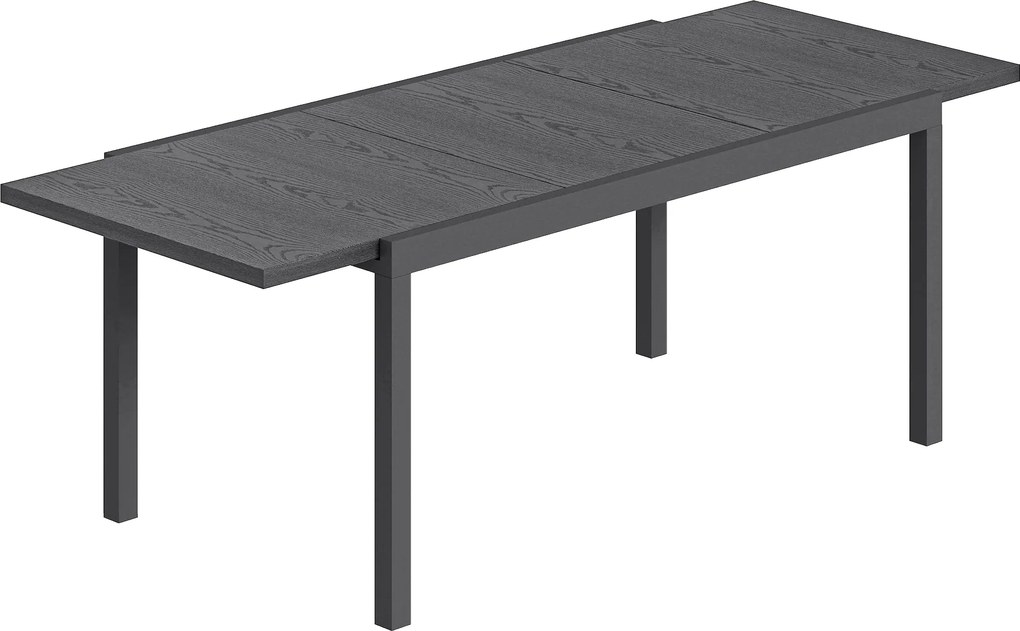 Outsunny Mesa de Jardim Extensível de Aço Tampo em Alumínio Efeito Madeira Pés Reguláveis 8-10 Pessoas 214x85x75 cm Cinza Antracite | Aosom Portugal