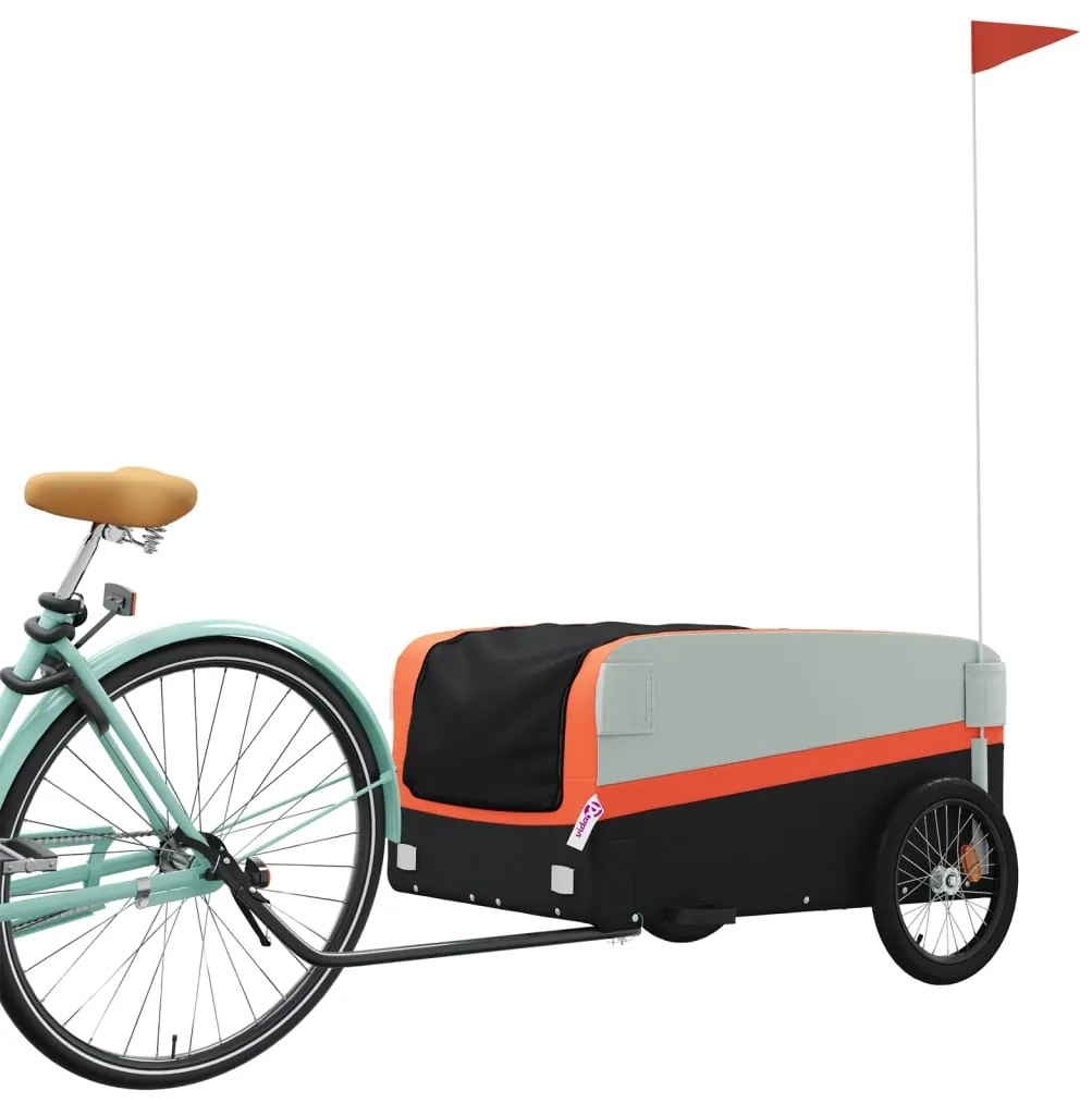Reboque para bicicleta 45 kg ferro preto e laranja