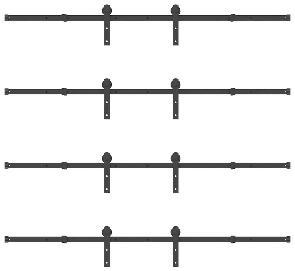 Kit de ferragens para porta deslizante 366 cm aço preto