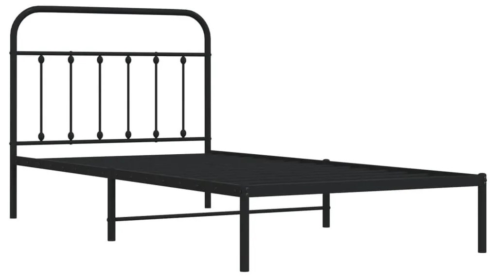 Estrutura de cama com cabeceira 107x203 cm metal preto