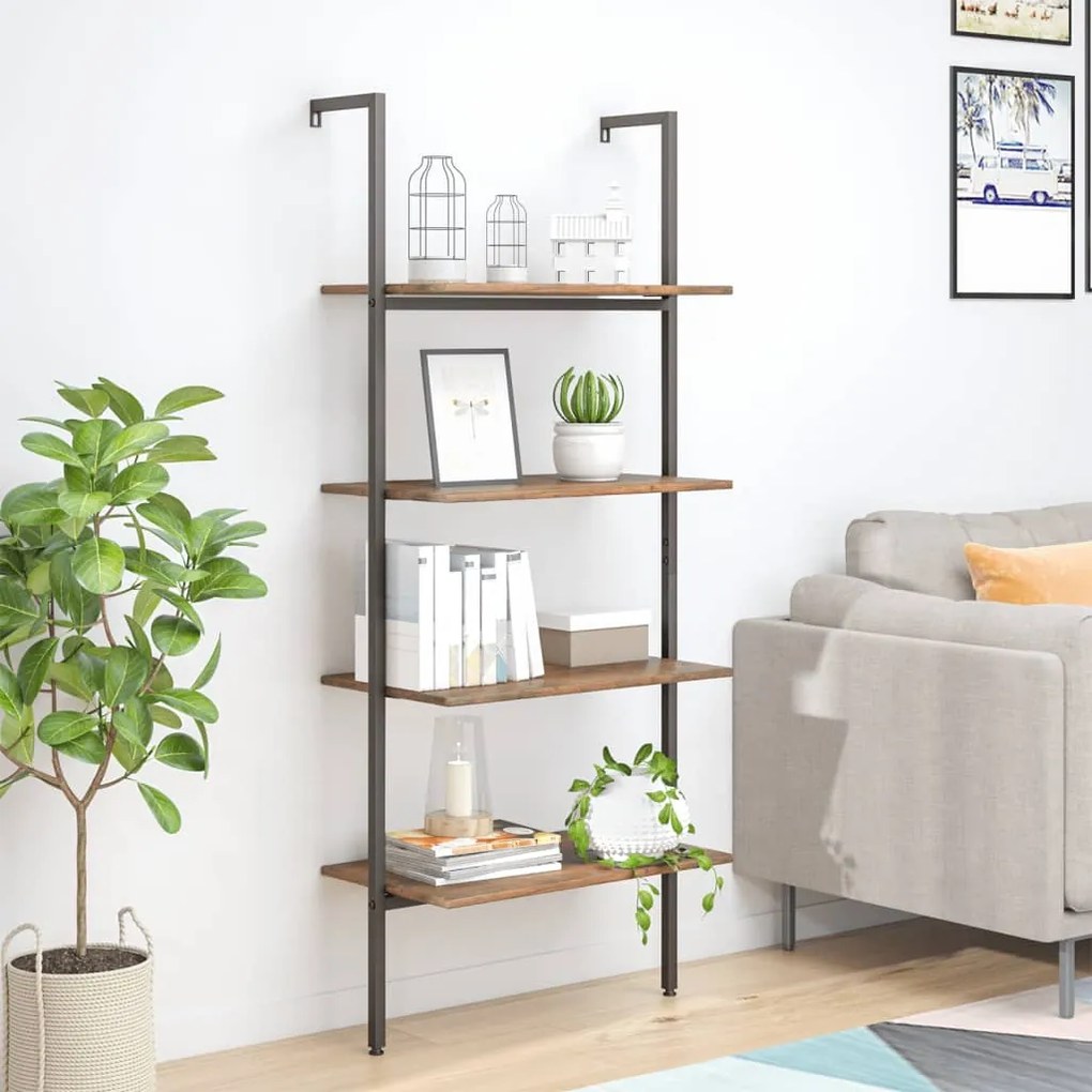 vidaXL Unidade 4 prateleiras 64x35x152,5 cm castanho-escuro e preto