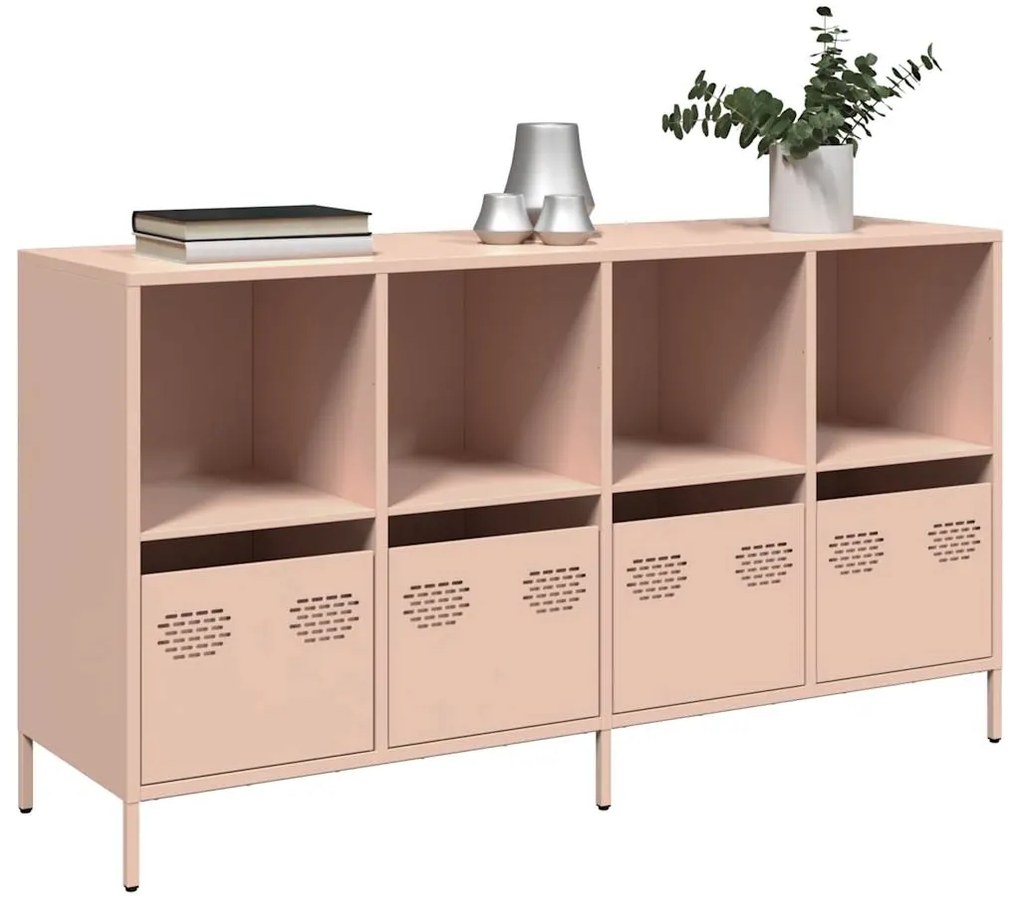 Aparador 135x39x73,5 cm aço laminado a frio rosa