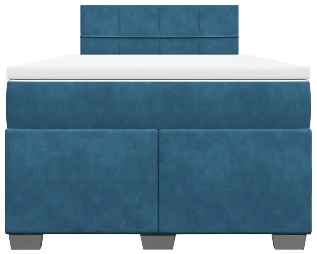 Cama boxspring com colchão 120x190 cm veludo azul-escuro