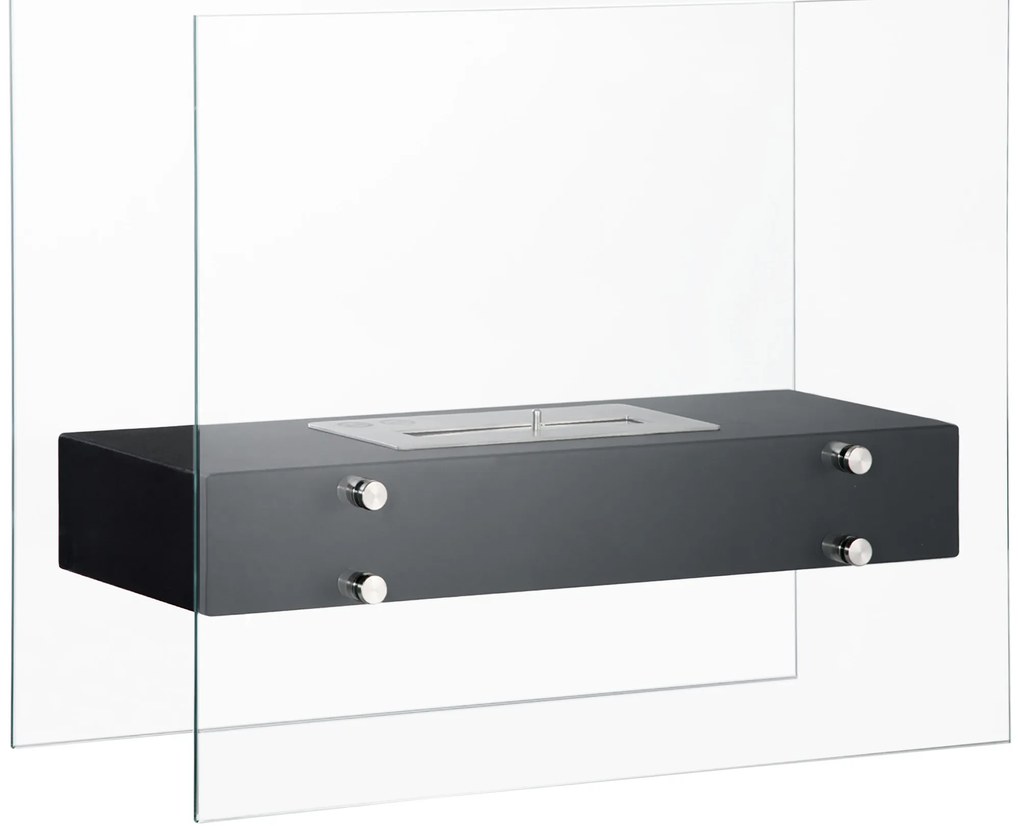 HOMCOM Lareira de Bioetanol 7000 BTU com Tanque de 1,5 L Tempo de Combustão 3H para Interiores 20-25 m² 60x26x50 cm Preto