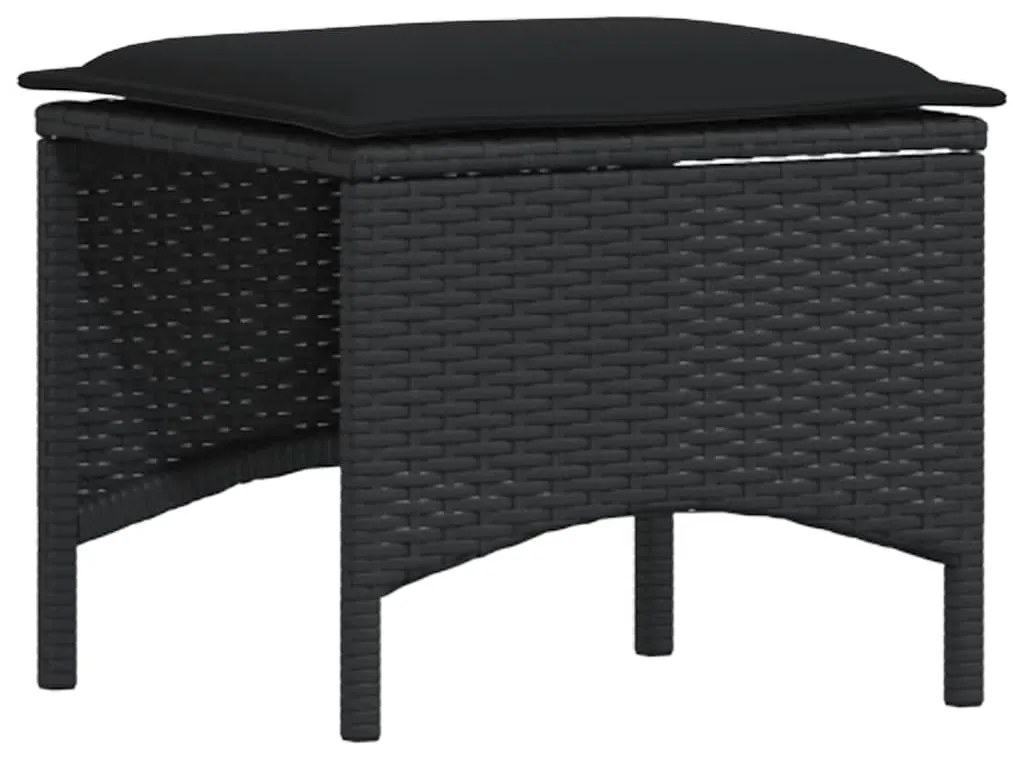 4pcs conjunto sofás de jardim com almofadões em L vime PE preto