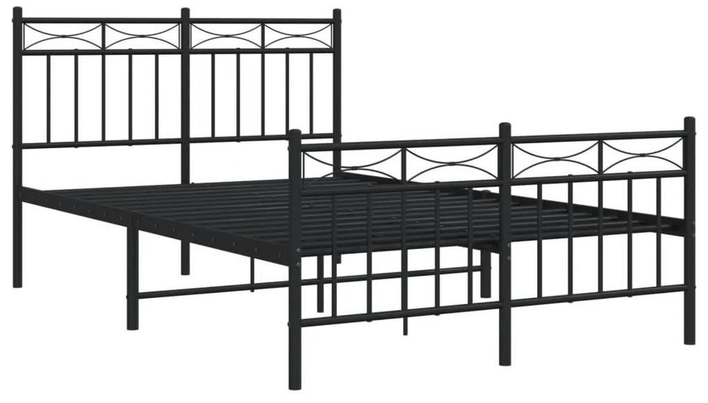 Estrutura de cama com cabeceira e pés 120x200 cm metal preto