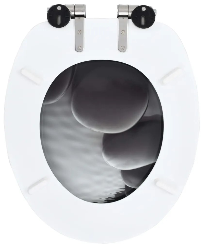 Assentos sanita 2 pcs c/ tampas fecho suave MDF design pedras