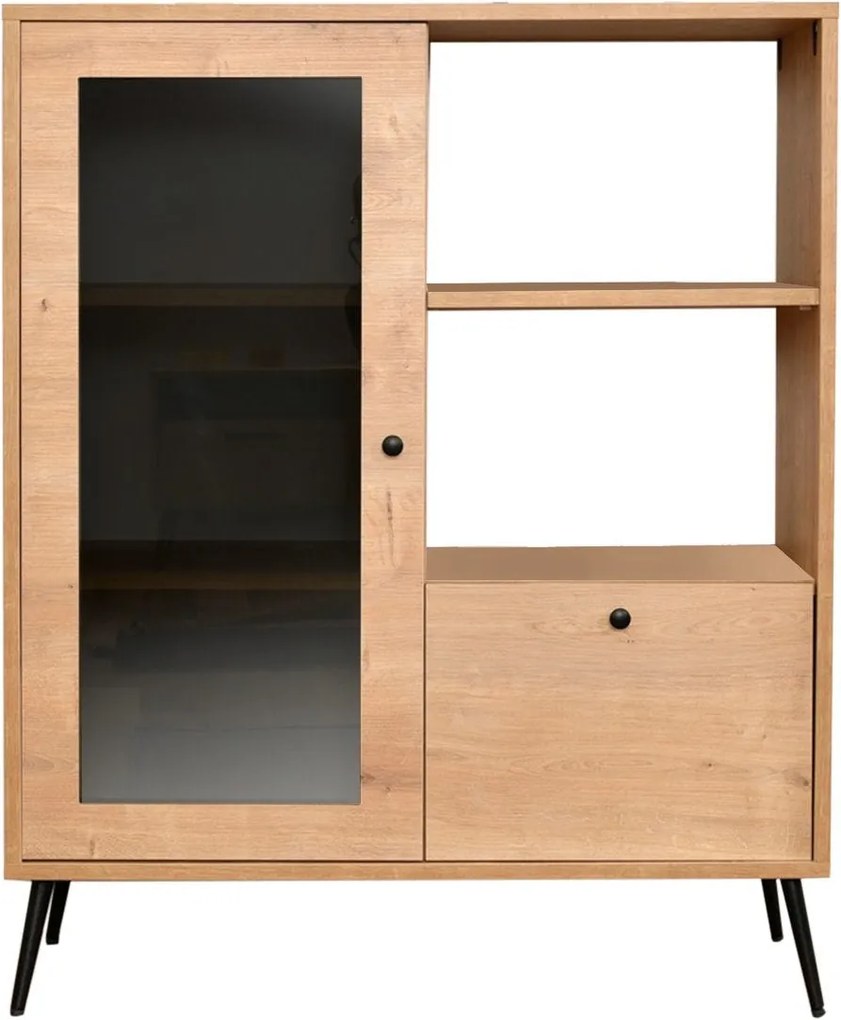 Armário Multiusos Calvin – Carvalho/Preto – 90x110x41 cm