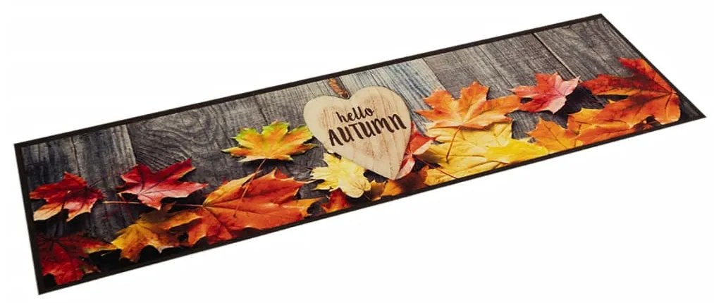 vidaXL Tapete de cozinha lavável 60x300 cm veludo padrão autumn