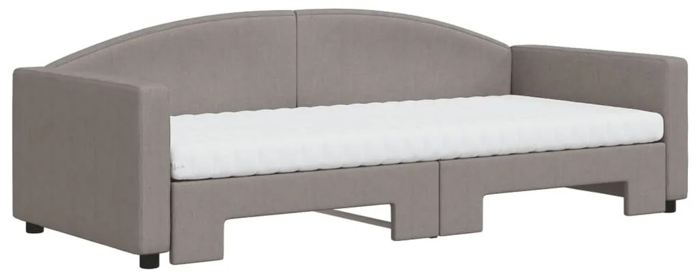 Sofá-cama c/ gavetão/colchões 90x200cm tecido cinza-acastanhado