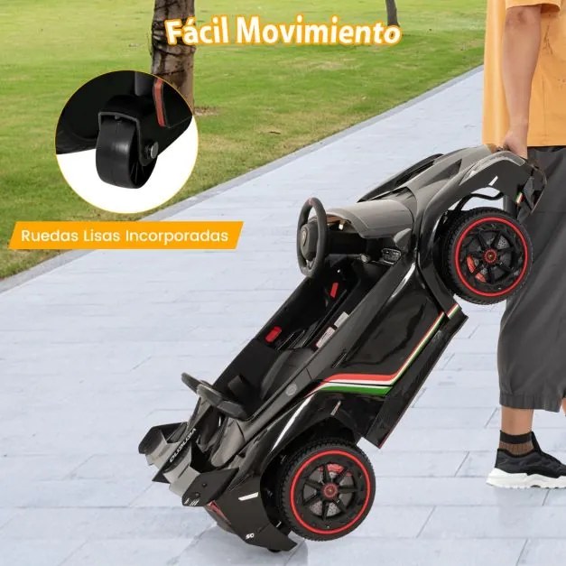 Carro Elétrico para Crianças 3-8 Anos Lamborghini 12V com Controlo Remoto 3 Velocidades Luzes LED Rodas e Música Preto