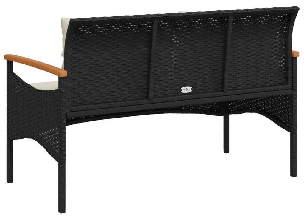 Banco de jardim c/ almofadões 116x62,5x74 cm vime PE preto