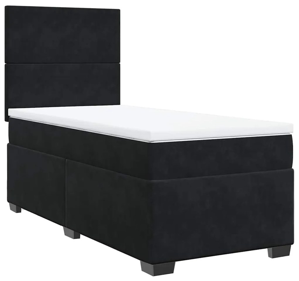 Cama com molas/colchão 100x200 cm veludo preto
