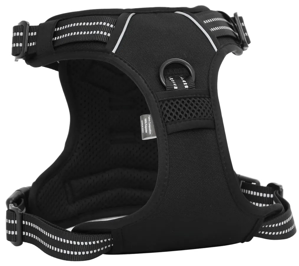 Peitoral para cães com faixas refletoras ajustável XL preto