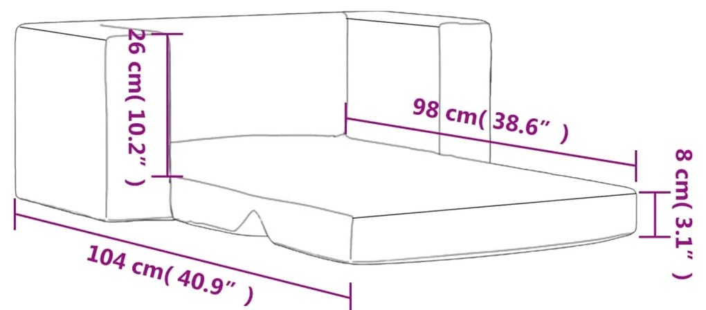 Sofá-cama infantil de 2 lugares pelúcia macia antracite
