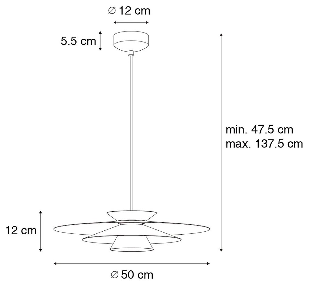 Candeeiro de suspensão design preto com LED regulável em 3 níveis - Pauline Design,Retro