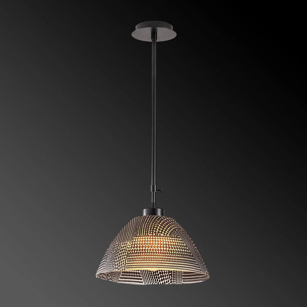 Candeeiro de Teto Bornova – Preto e Dourado – Diâmetro 30 cm, Altura 8