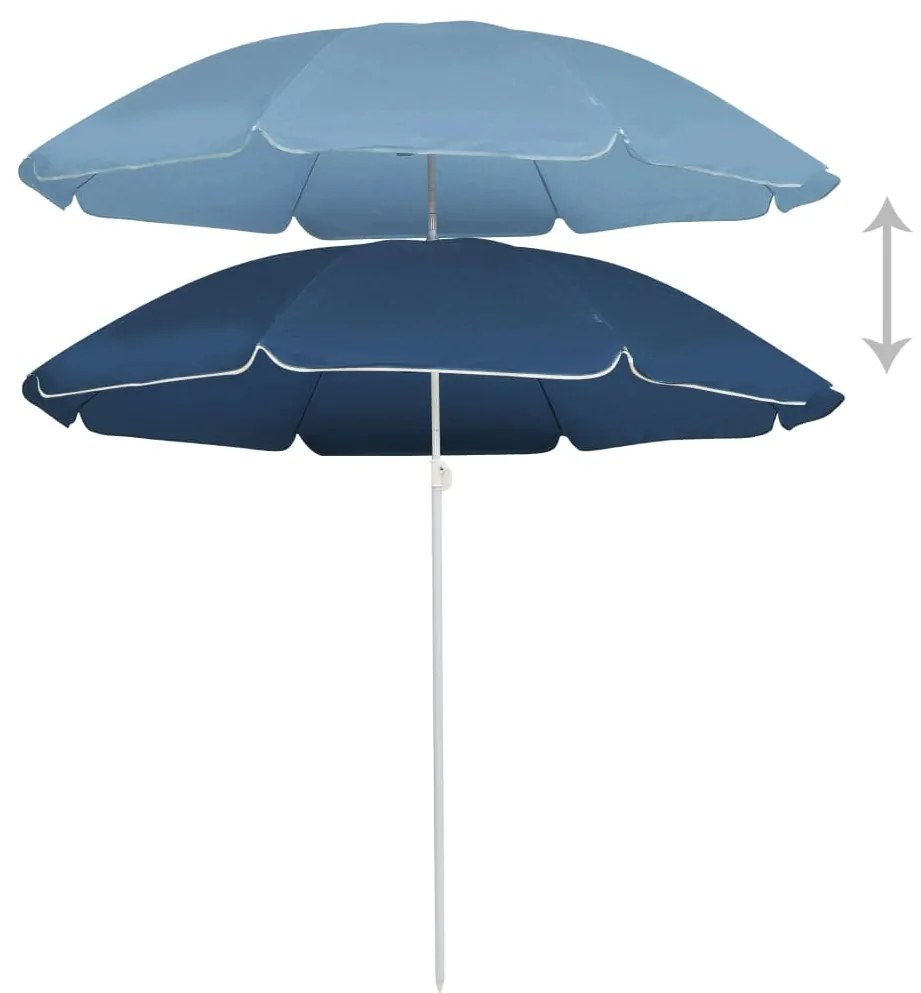 Guarda-sol de jardim com poste de aço 180 cm azul