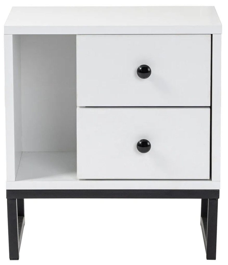 Mesa-de-Cabeceira Glimmer – Branca e Preta – 45,2 cm x 50 cm x 29,5 cm