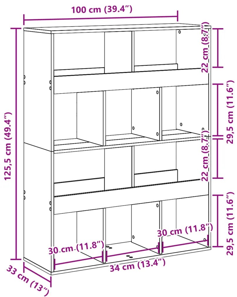 Estante 100x33x125,5 cm derivados de madeira carvalho sonoma