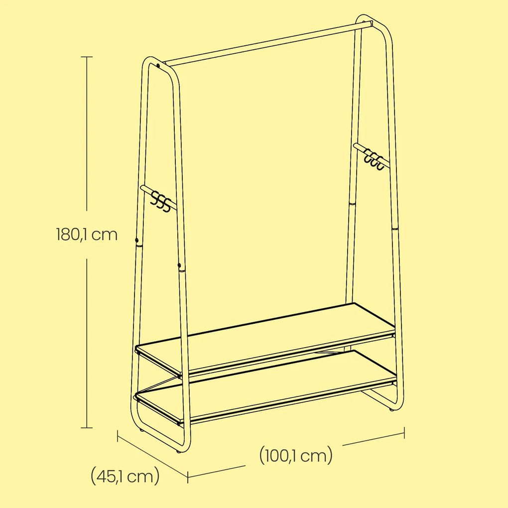 Guarda roupa com 2 prateleiras 45 x 100 x 160 cm branco e cor carvalho