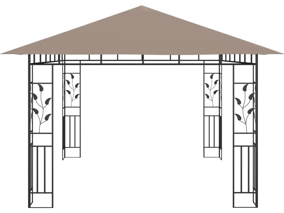 Gazebo c/ rede mosquiteira 4x3x2,73m 180 g/m² cinza-acastanhado