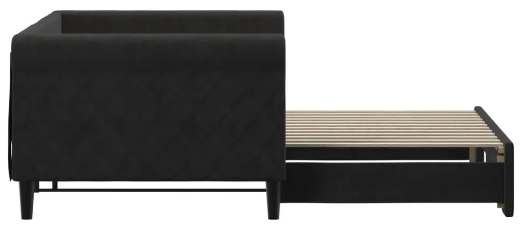 Sofá-cama com gavetão 90x200 cm veludo preto