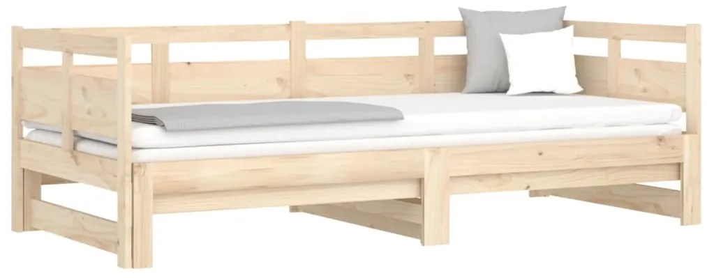 Estrutura sofá-cama de puxar 2x(90x200) cm madeira pinho maciça