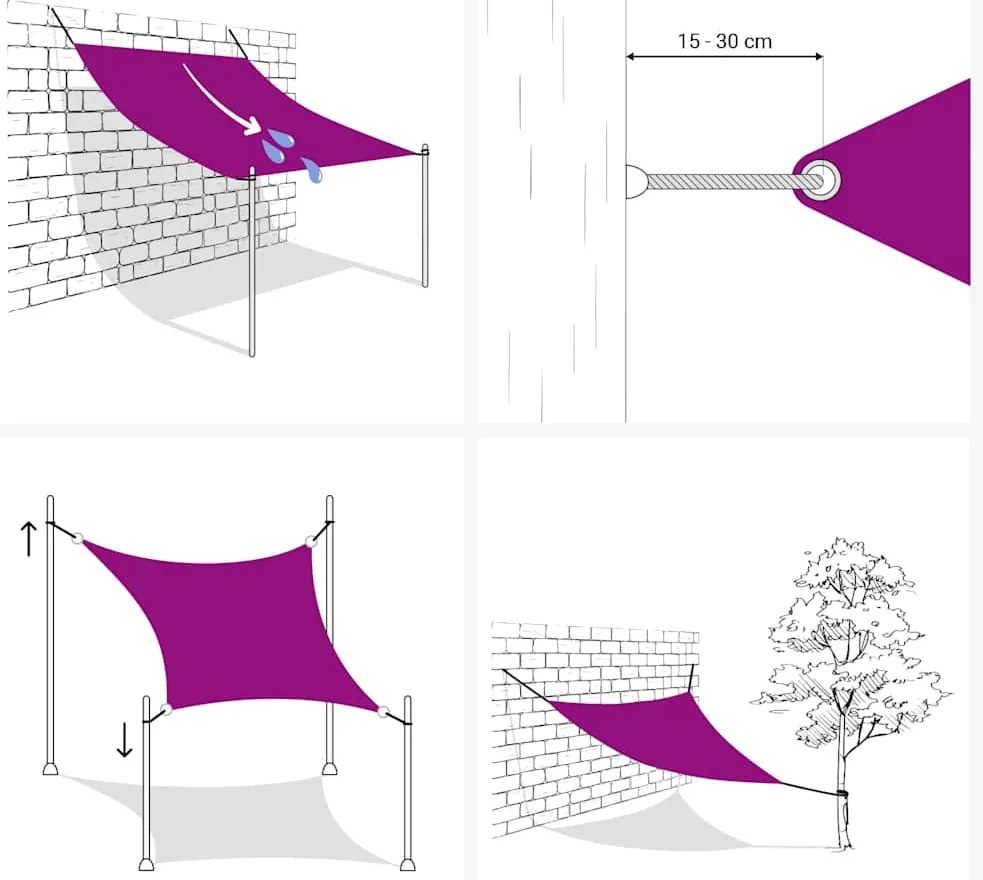 Para-sol estilo vela 160 g/m² 2x4,5 m PEAD cinzento-acastanhado