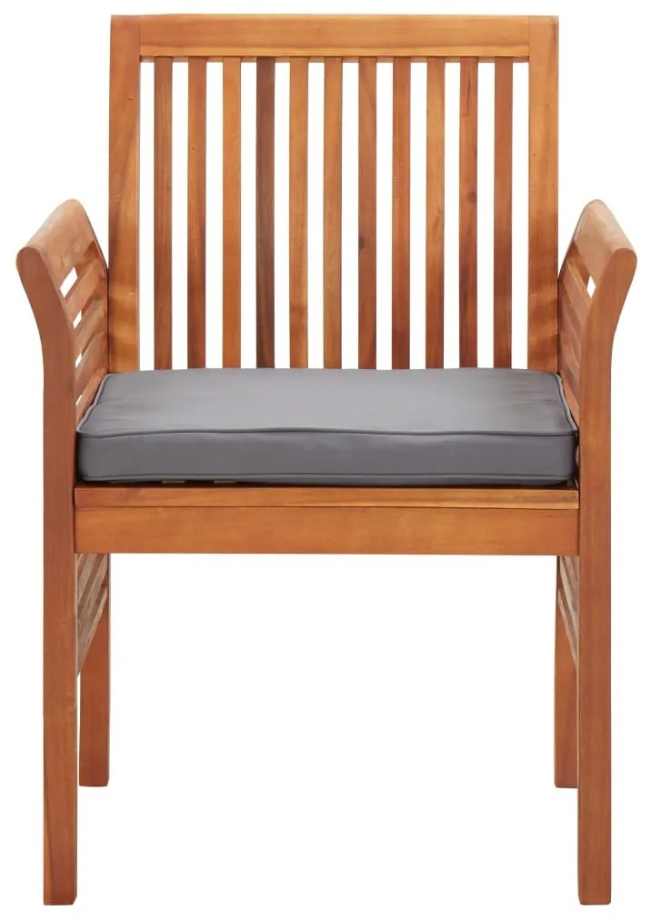 7 pcs conjunto de jantar exterior c/ almofadões acácia maciça