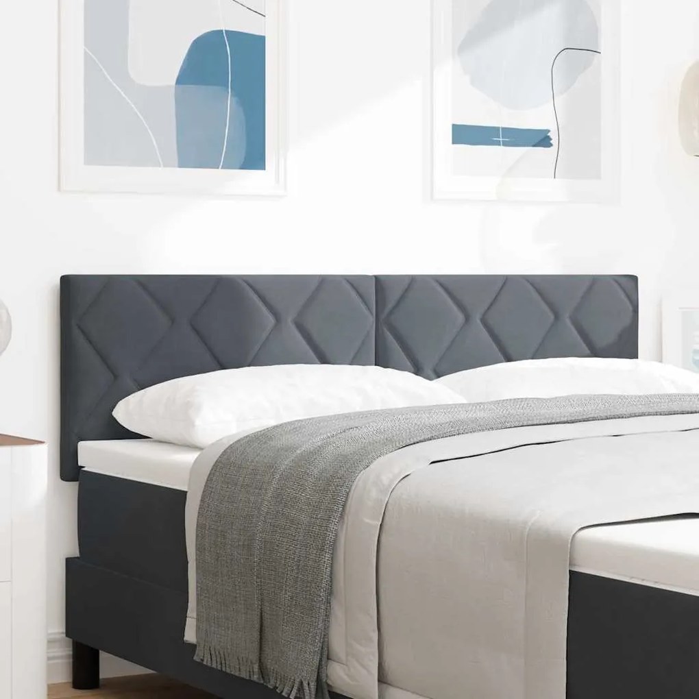 vidaXL Cabeceira LED Estilo Blocos de Diamante Cinza Escuro 160 cm em Veludo