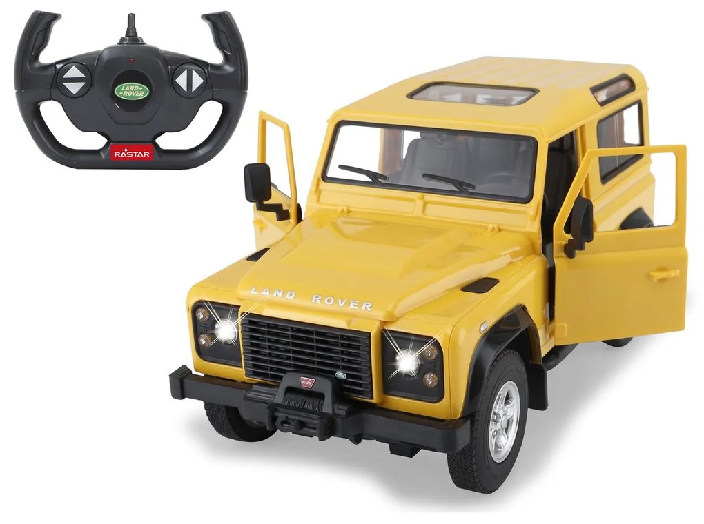 Carro telecomandado Land Rover Defender 1:14 2,4GHz Portas manuais Amarelo