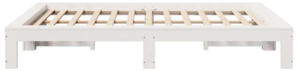Cama sem colchão 135x190 cm madeira de pinho maciça branco