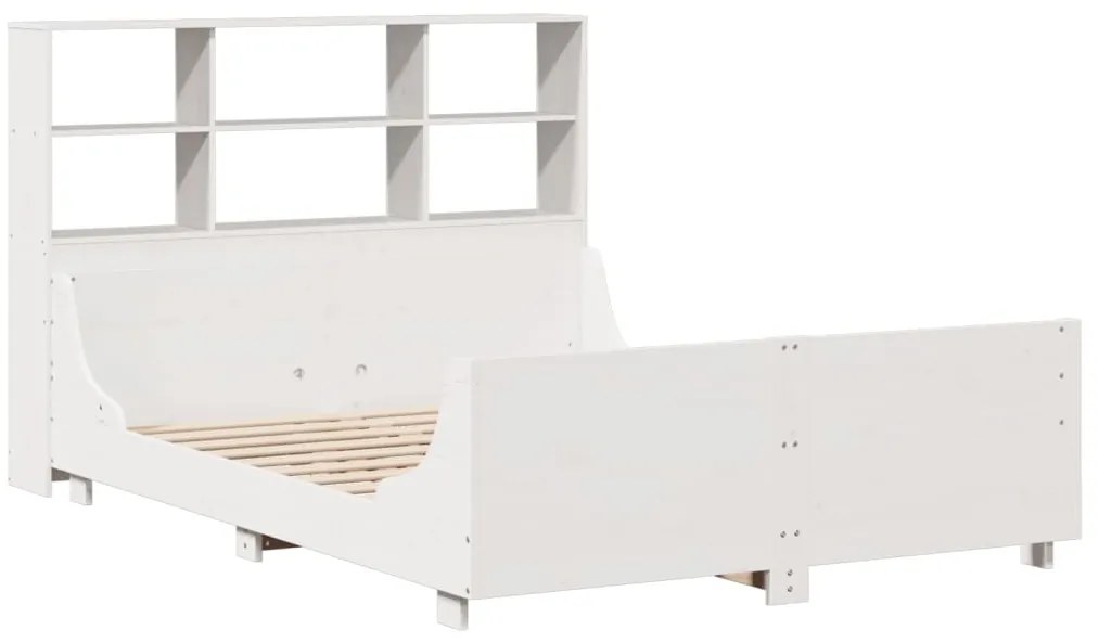 Cama com estante sem colchão 120x190 cm madeira maciça branco