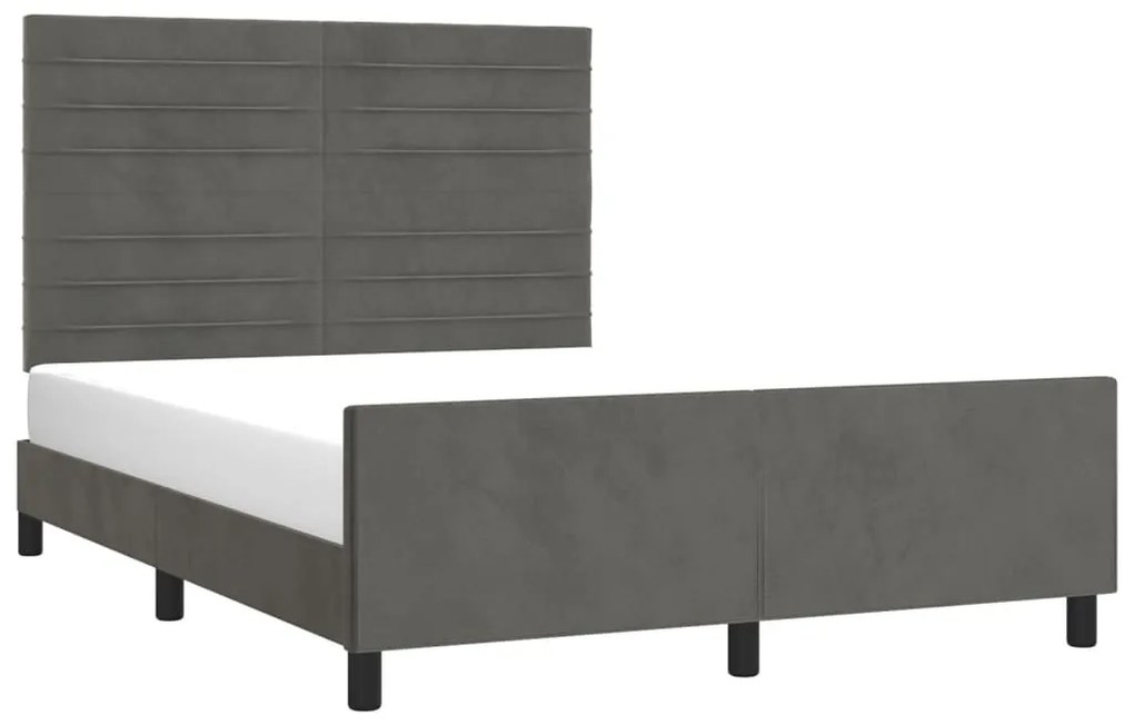 Estrutura de cama sem colchão 140x200 cm veludo cinzento-escuro