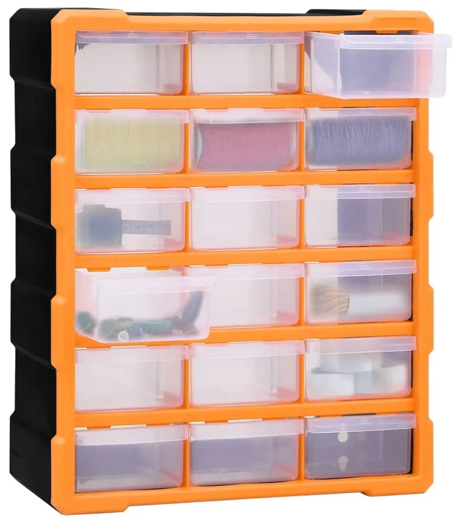 Caixa organizadora com 18 gavetas médias 38x16x47 cm