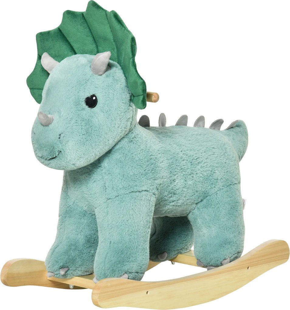 Brinquedo de Baloiço de Dinossauro, 64 x 30 x 54 cm, Efeito Sonoro de Rugido, Verde Escuro