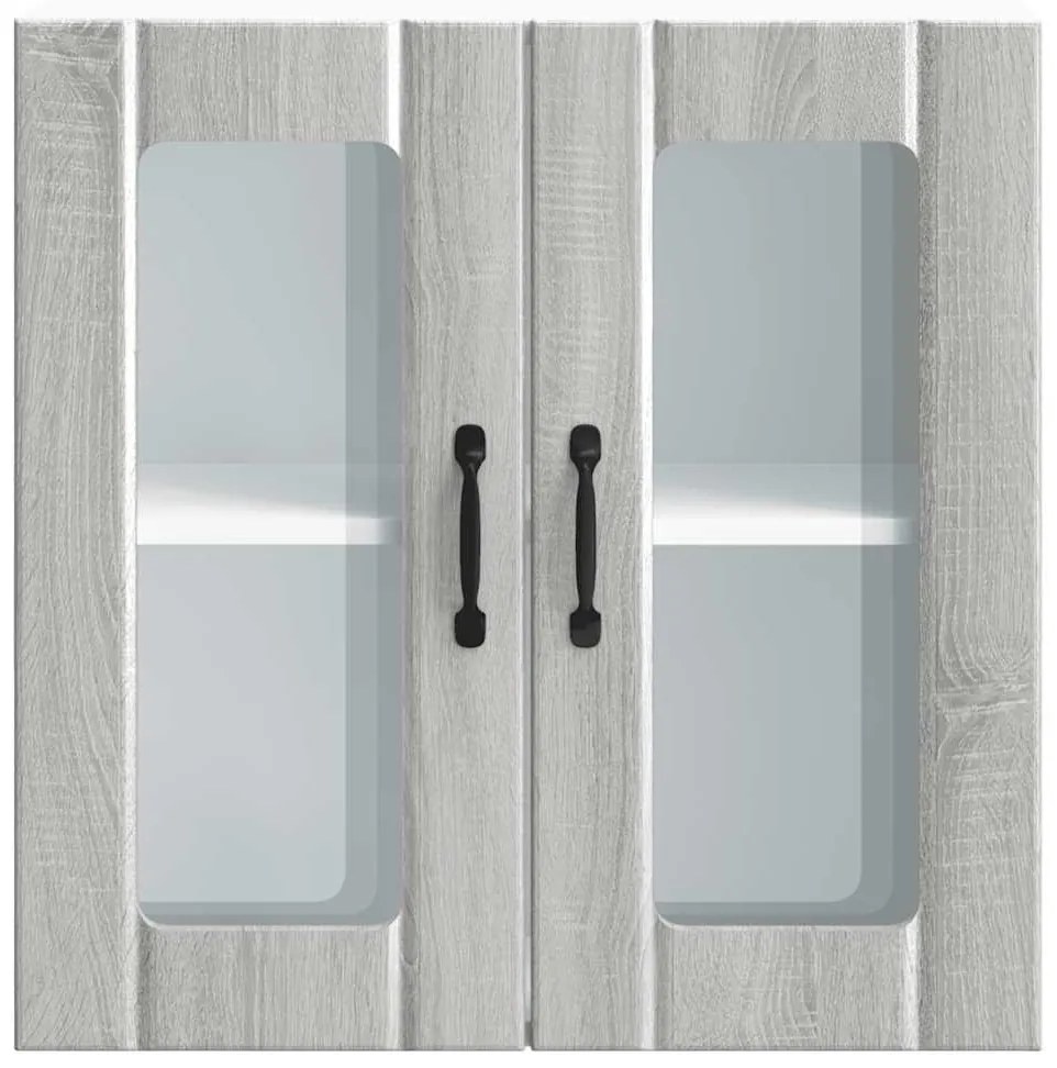 Armário de parede de cozinha porta vidro Lucca cinza sonoma
