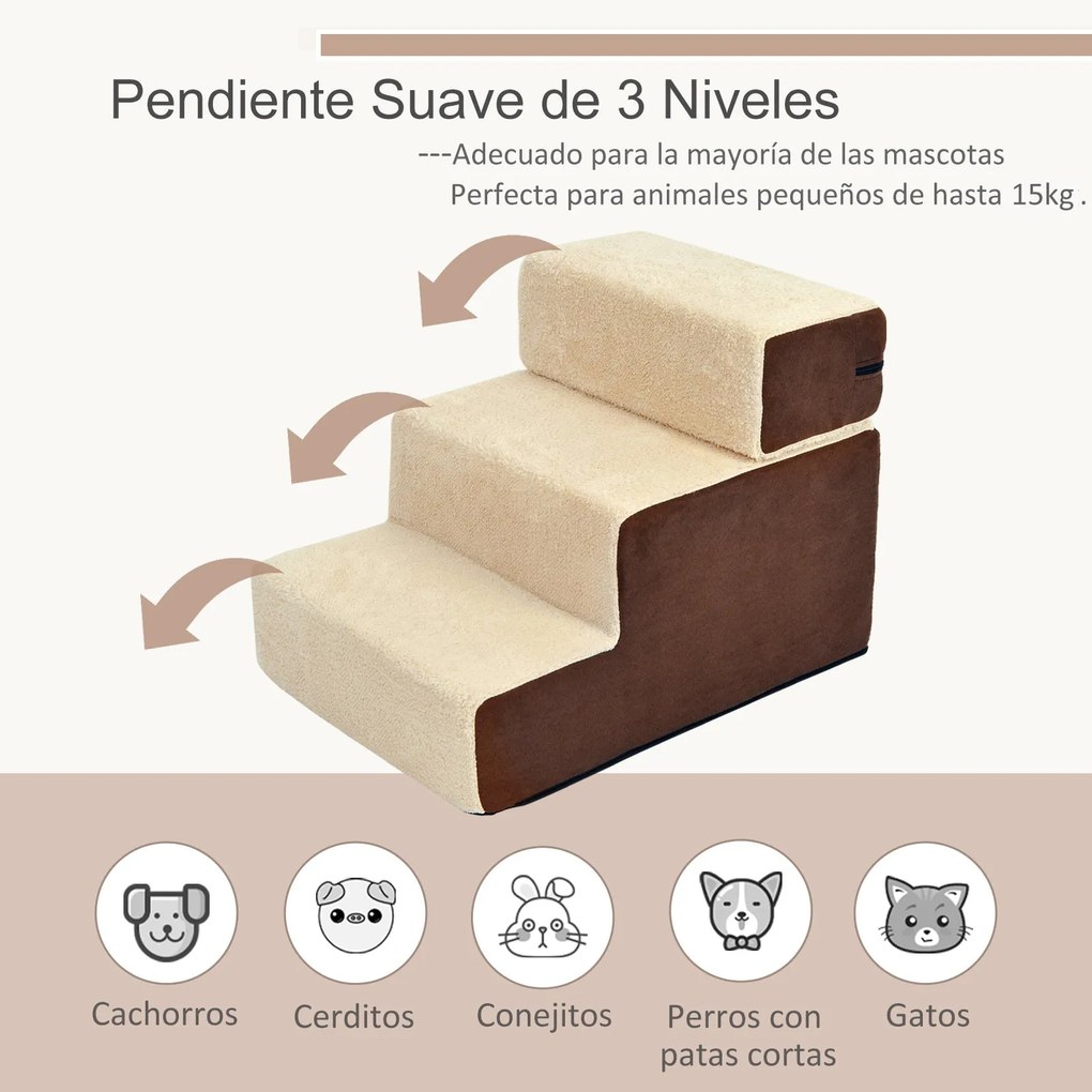 PawHut Escada de 3 degraus para animais de estimação Cães Gatos destac