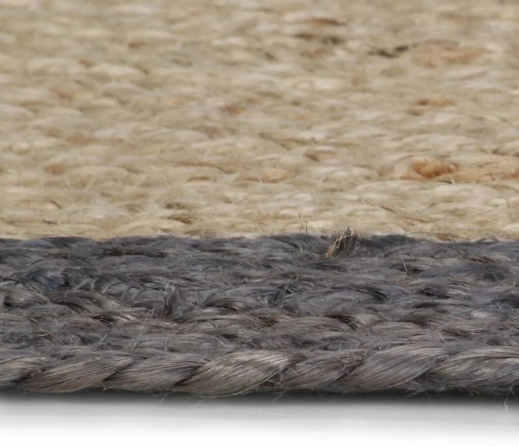 Tapete artesanal em juta com rebordo cinzento escuro 90 cm