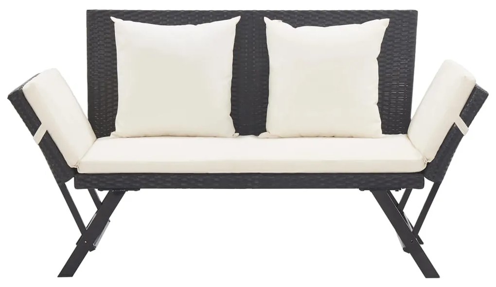 Banco de jardim c/ almofadões 176 cm vime PE preto