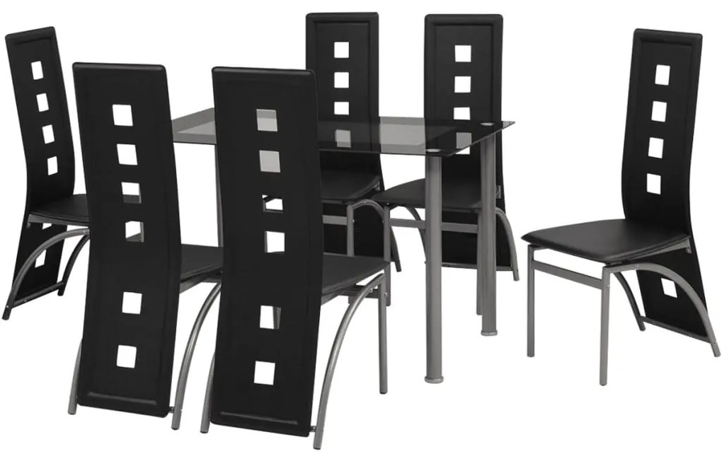 vidaXL Conjunto jantar, 7 pcs, preto