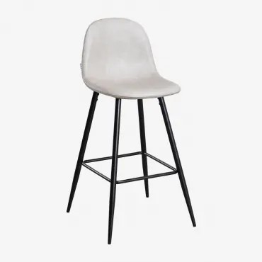 Banqueta Alta Glamm Em Couro Sintético Toupeira Claro & ↑75 Cm & Preto - Sklum