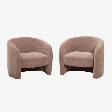Pacote De 2 Poltronas Gombren Chenille Rosa Quartzo - Sklum