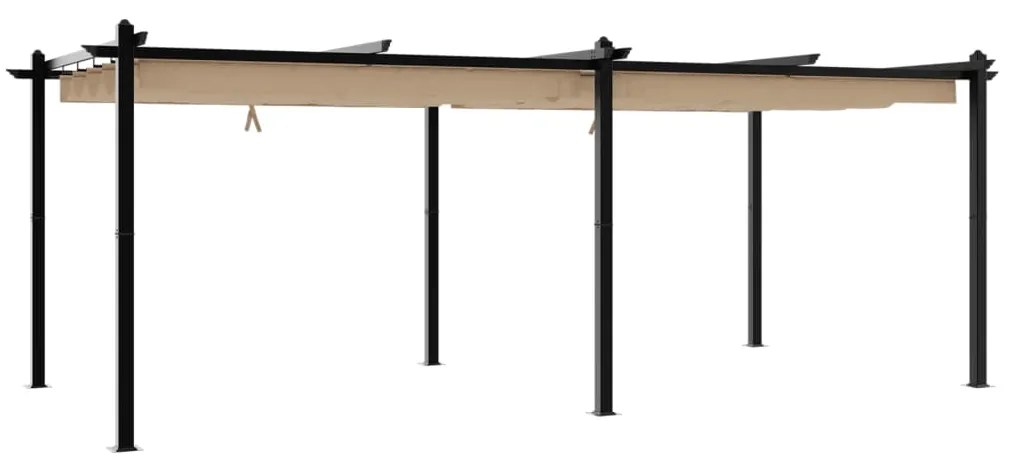 Gazebo jardim c/ teto retrátil 3x6 m alumínio cinza-acastanhado