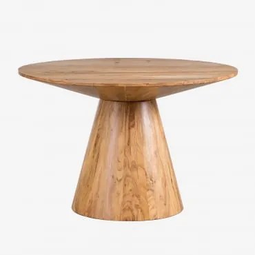 Mesa De Jantar Redonda Em Madeira De Acácia Weymar Madeira Natural & Ø120 Cm - Sklum