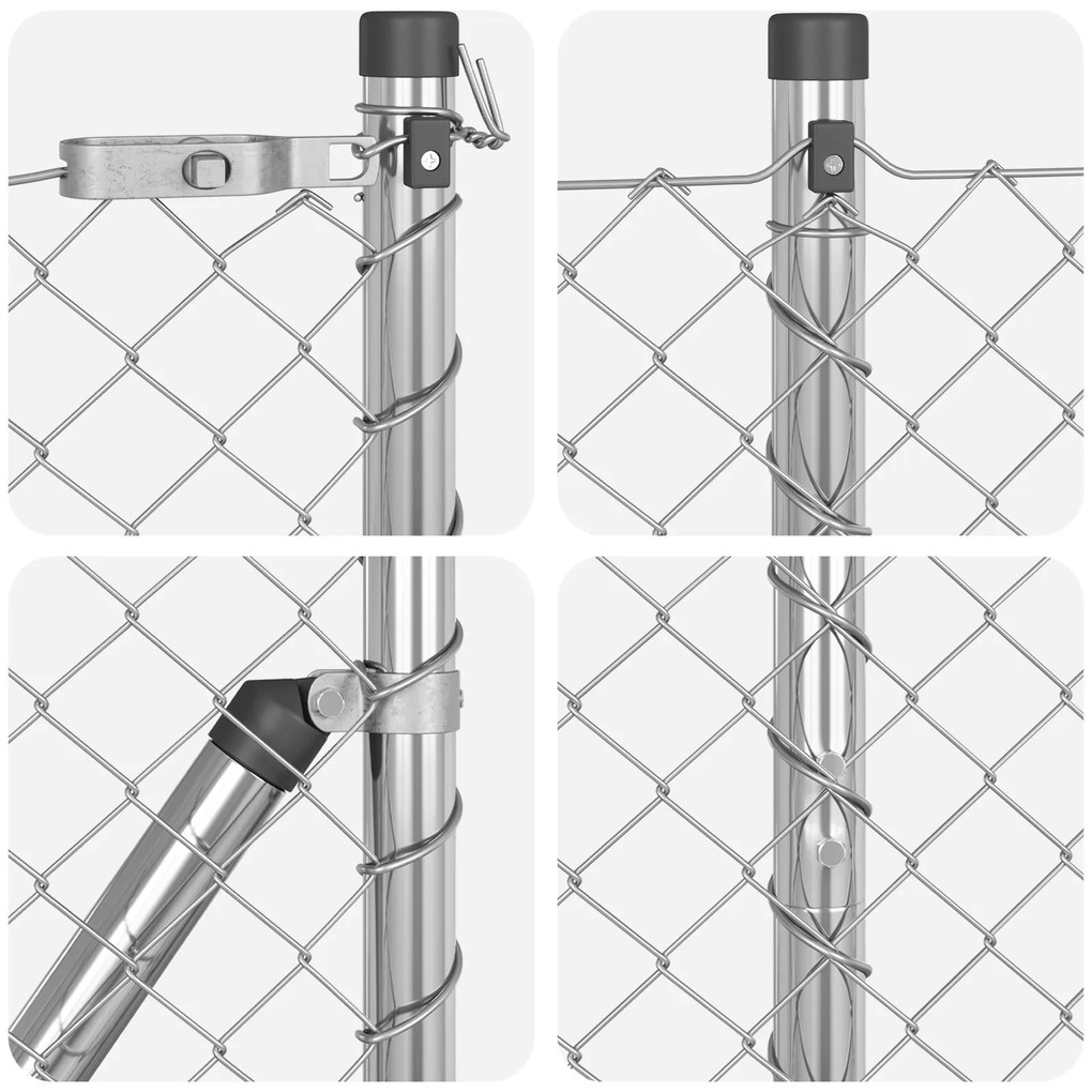Cerca de Cadeia com 7 Postes de Espeto 1.2 x 10 m Aço Galvanizado
