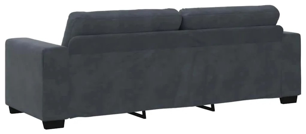 Conjunto de Sofá 3 Peças com Almofadas de Veludo Cinza Escuro