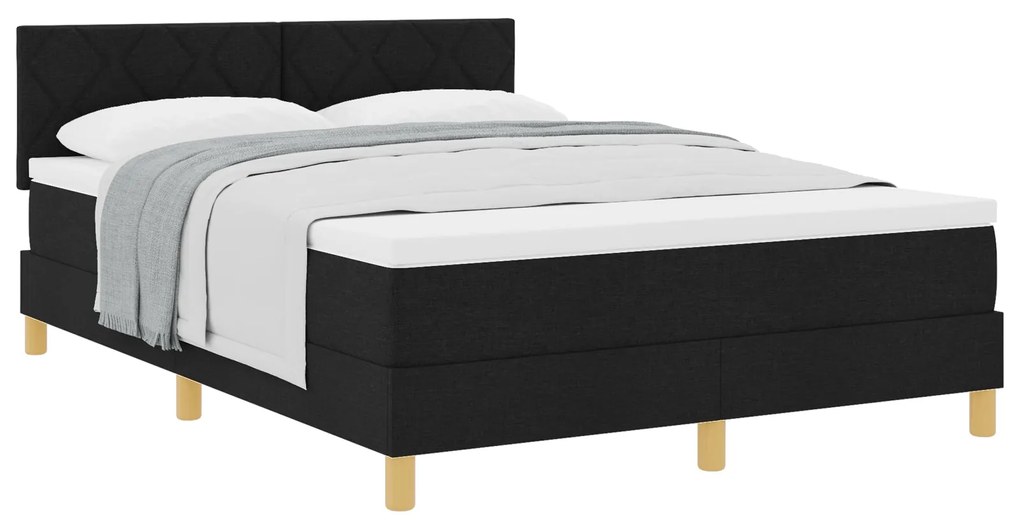 Cama Box Spring com Colchão Preto 140x200 cm Tecido